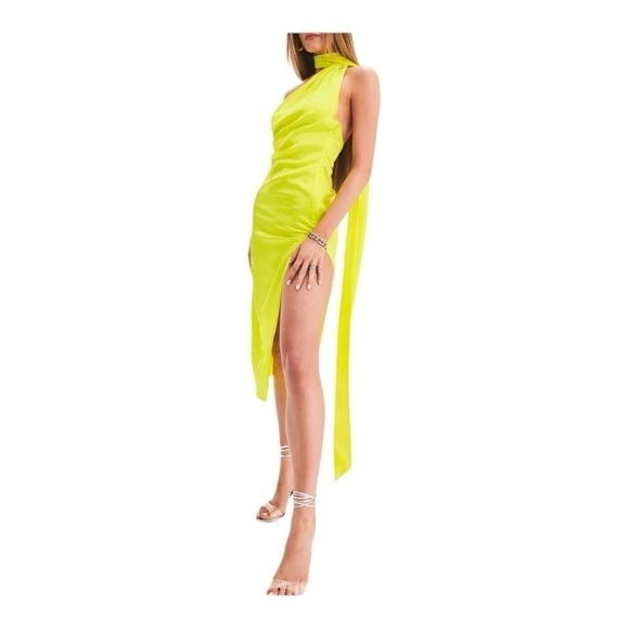 SER.OY.A Marissa Silk Dress in Neon Lime NWT - Picture 3 of 5